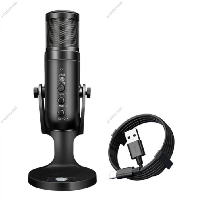 Мікрофон провідний настільний Jmary MC-PW9 Microphone Voice Recording Tool RGB Black