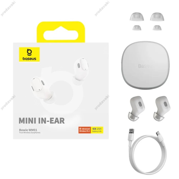 Бездротові Bluetooth навушники Baseus WM01 Encok True Wireless Earphones BT 5.3 White NGTW370002