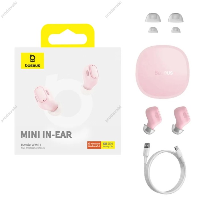 Бездротові Bluetooth навушники Baseus WM01 Encok True Wireless Earphones BT 5.3 Pink NGTW370004