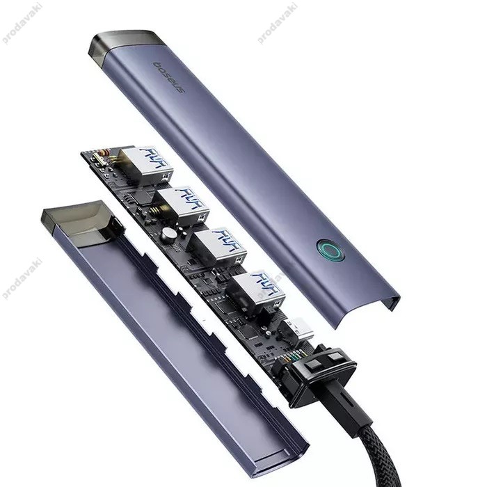 USB-Хаб Baseus UltraJoy 4-Port 6в1 Type-C to 4xUSB3.0+PD Grey B0005280B811-13