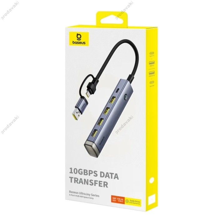 USB-Хаб Baseus UltraJoy 4-Port 6в1 Type-C to 3xUSB3.0+ RJ45 +Type-C Grey B0005280B811-14