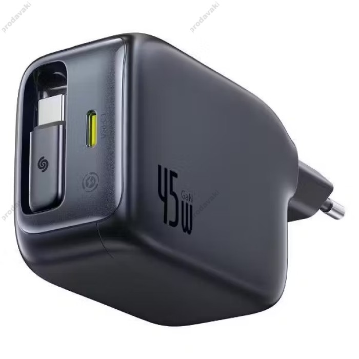 Мережевий зарядний пристрій Baseus EnerCore CJ11 Fast Charger with Retractable Cable 45W Black E0120G00