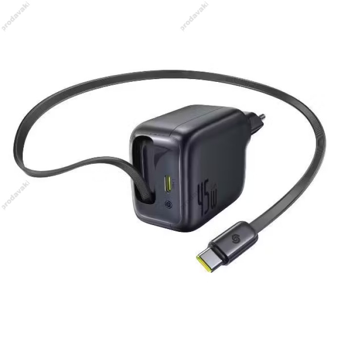 Мережевий зарядний пристрій Baseus EnerCore CJ11 Fast Charger with Retractable Cable 45W Black E0120G00