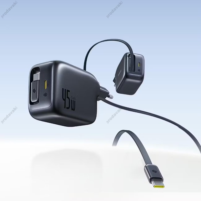 Мережевий зарядний пристрій Baseus EnerCore CJ11 Fast Charger with Retractable Cable 45W Black E0120G00
