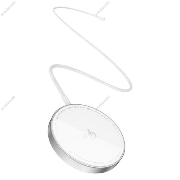 Бездротовий зарядний пристрій Baseus Simple Mini4 Air Magnetic Wireless Charger Qi2 15W Silver P10278200S11-00