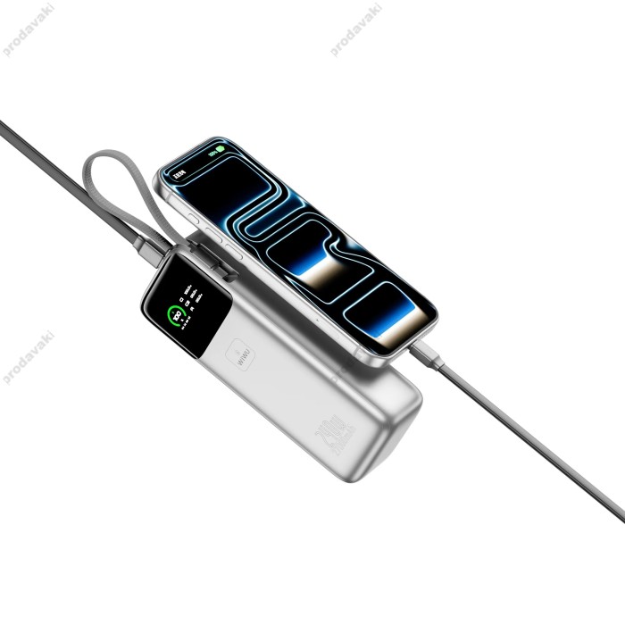 Повербанк портативний акумулятор Power bank WiWU PM201 Fast Charge 240W 27000 mAh Silver