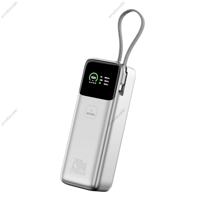 Повербанк портативний акумулятор Power bank WiWU PM201 Fast Charge 240W 27000 mAh Silver