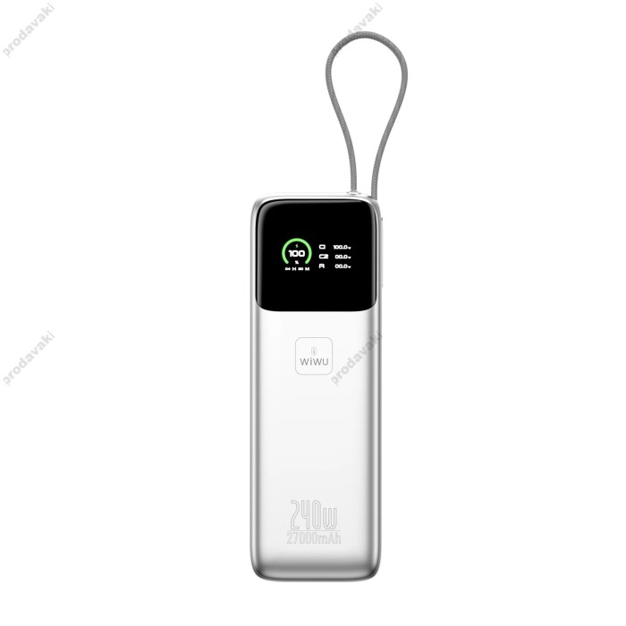 Повербанк портативний акумулятор Power bank WiWU PM201 Fast Charge 240W 27000 mAh Silver
