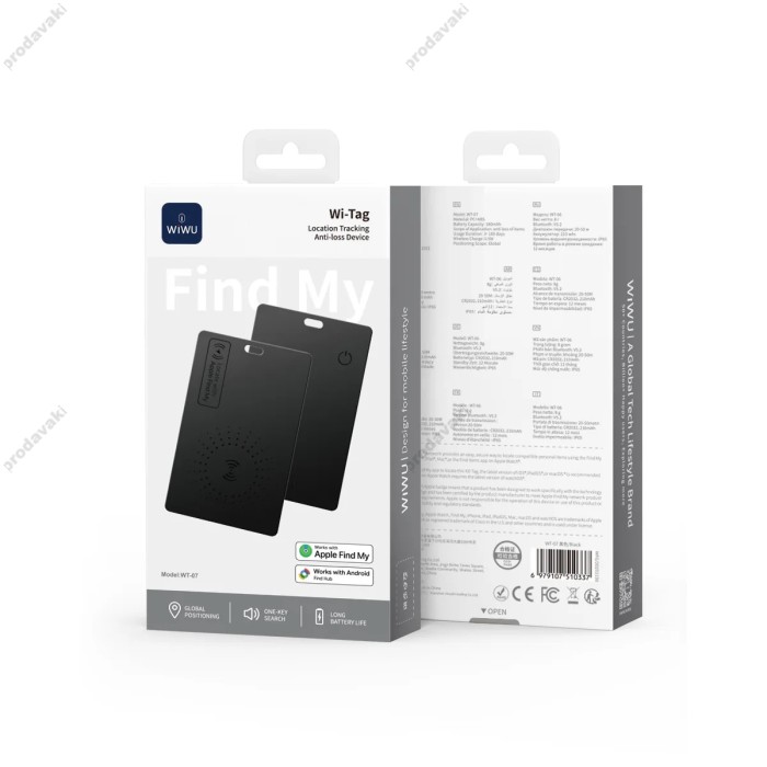 Пошуковий трекер Wiwu WT-07 iTag Location Tracking Anti-Loss Device IOS, Android Black