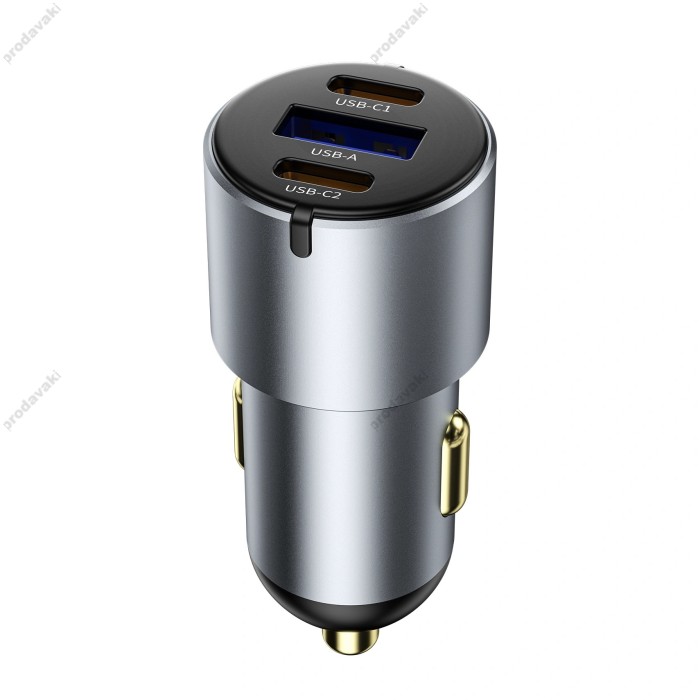 Автомобільний зарядний пристрій WiWU Wi-CC032 60W Nano Pro A+2C Fast Car Charger Grey
