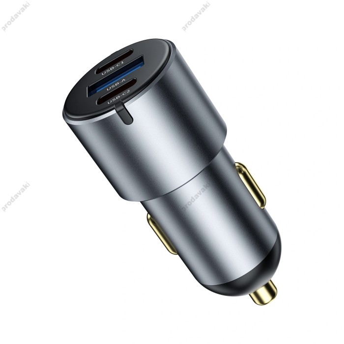 Автомобільний зарядний пристрій WiWU Wi-CC032 60W Nano Pro A+2C Fast Car Charger Grey