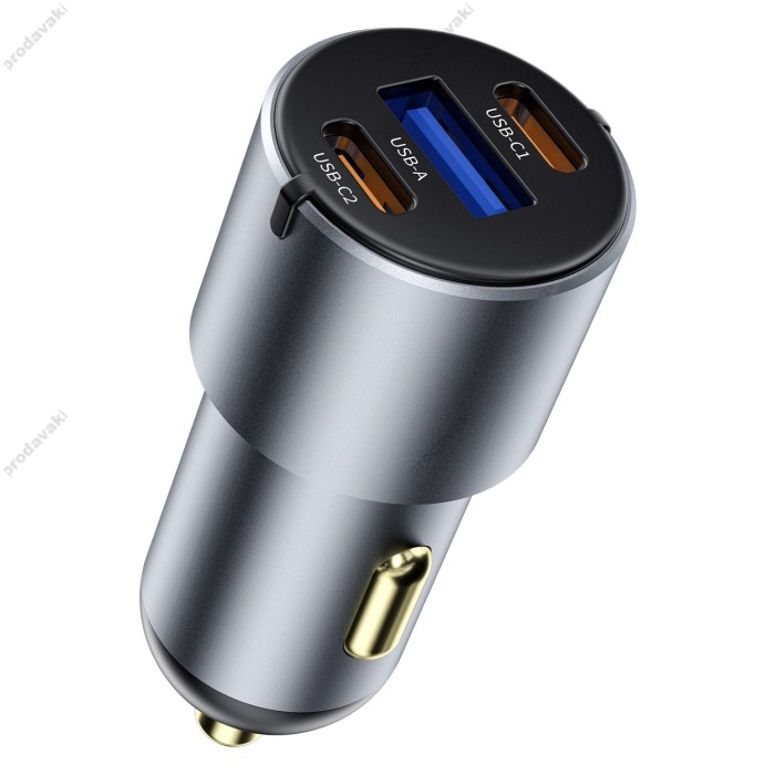 Автомобільний зарядний пристрій WiWU Wi-CC032 60W Nano Pro A+2C Fast Car Charger Grey