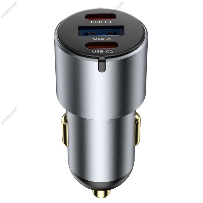 Автомобільний зарядний пристрій WiWU Wi-CC032 60W Nano Pro A+2C Fast Car Charger Grey
