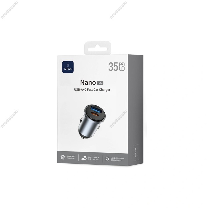 Автомобільний зарядний пристрій WiWU Wi-CC030 35W Nano Lite A+C Fast Car Charger Grey
