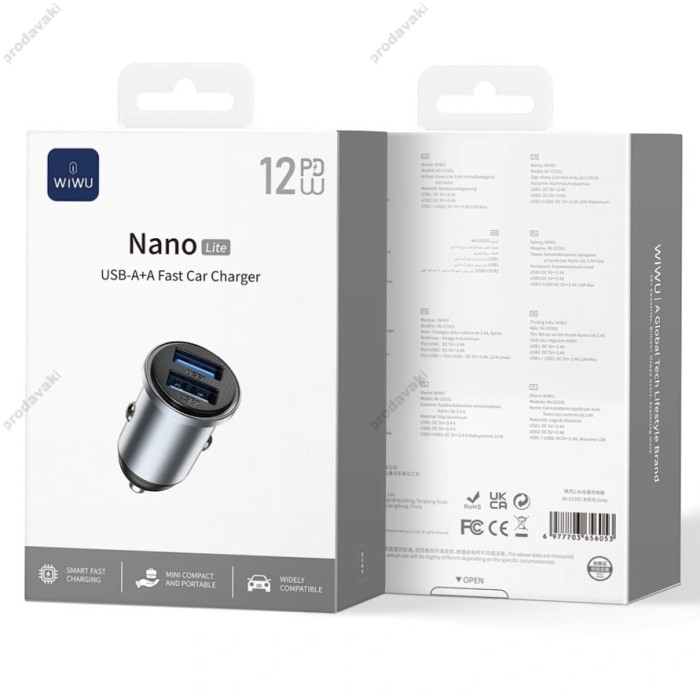 Автомобільний зарядний пристрій WiWU Wi-CC031 12W Nano Lite 2A Fast Car Charger Grey