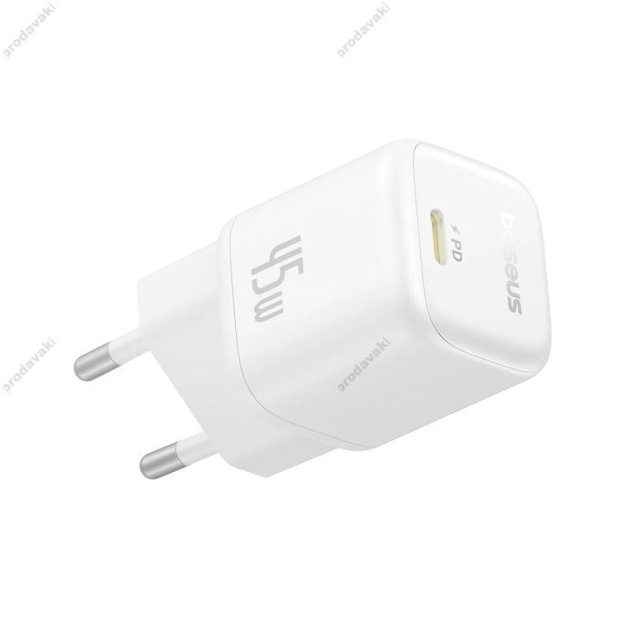 Мережевий зарядний пристрій Baseus PicoGo GaN Fast Charger 1C 45W White P10176800213-00