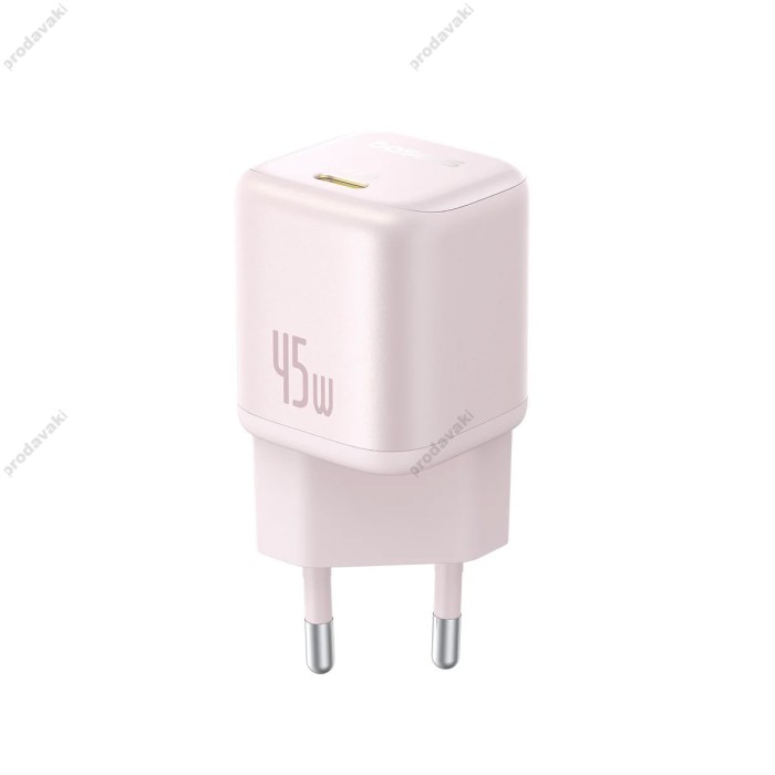 Мережевий зарядний пристрій Baseus PicoGo GaN Fast Charger 1C 45W Pink P10176800413-00