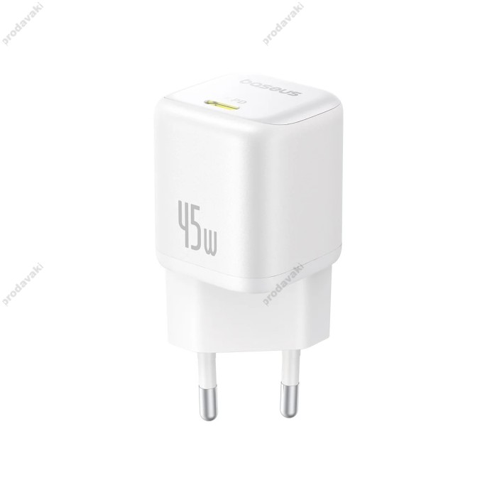 Мережевий зарядний пристрій Baseus PicoGo GaN Fast Charger 1C 45W White P10176800213-00