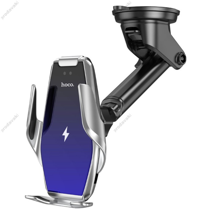 Автомобільний тримач із бездротовою зарядкою Hoco S14 Surpass with wireless charging 15W Silver