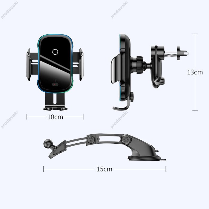 Автомобільний тримач із бездротовою зарядкою Baseus Light Electric Holder Wireless Charger Black WXHW03-01