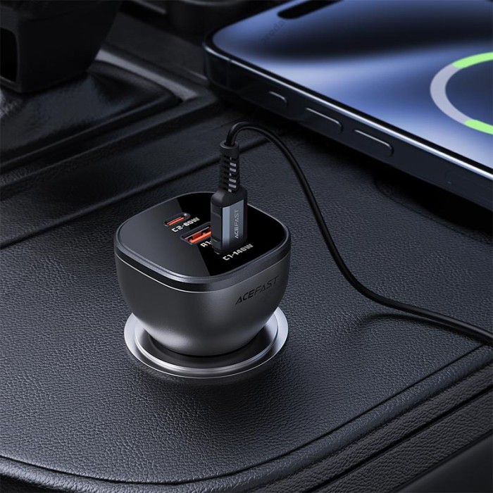 Автомобільний зарядний пристрій ACEFAST B14 3-port car charger 3A 165W Grey