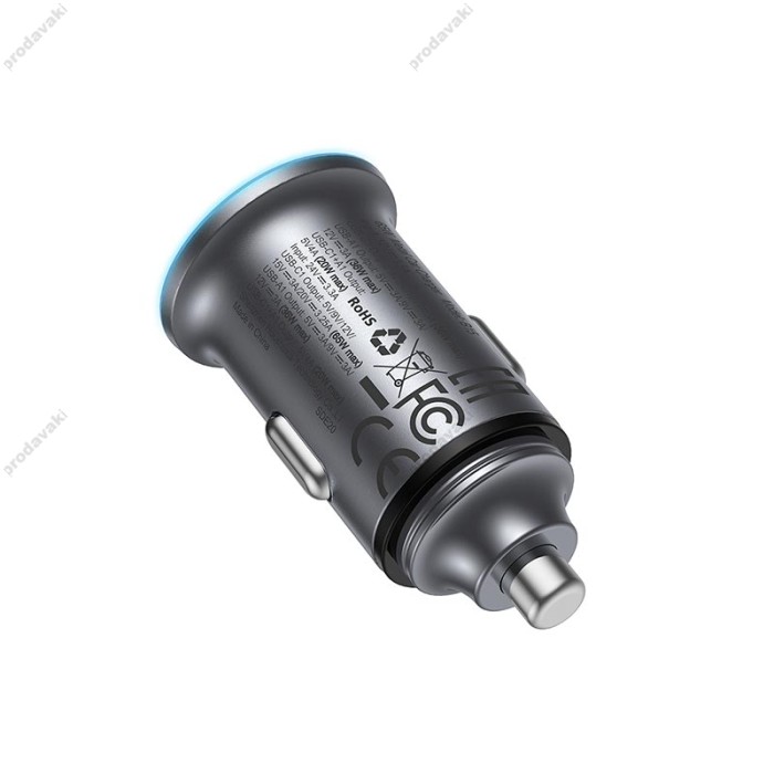 Автомобільний зарядний пристрій ACEFAST B15 PD dual port metal 4A 65W Grey