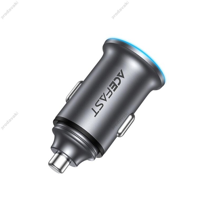 Автомобільний зарядний пристрій ACEFAST B15 PD dual port metal 4A 65W Grey