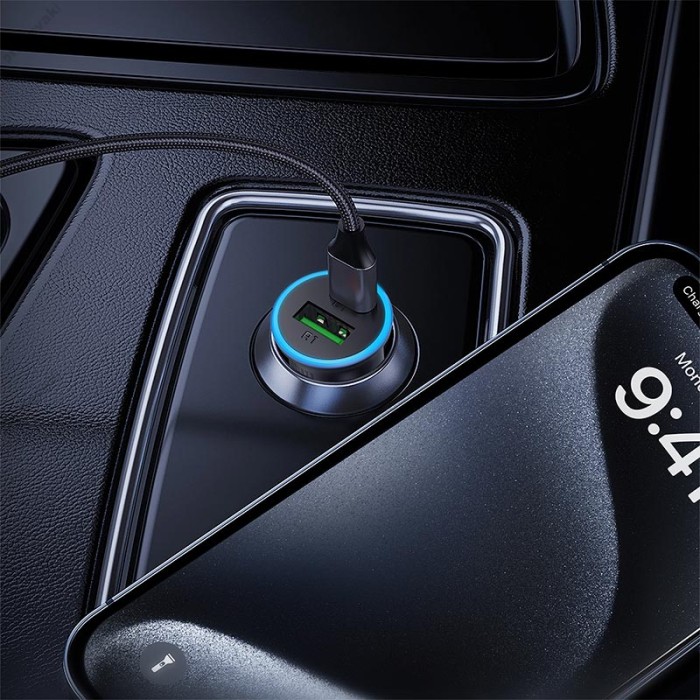 Автомобільний зарядний пристрій ACEFAST B15 PD dual port metal 4A 65W Grey