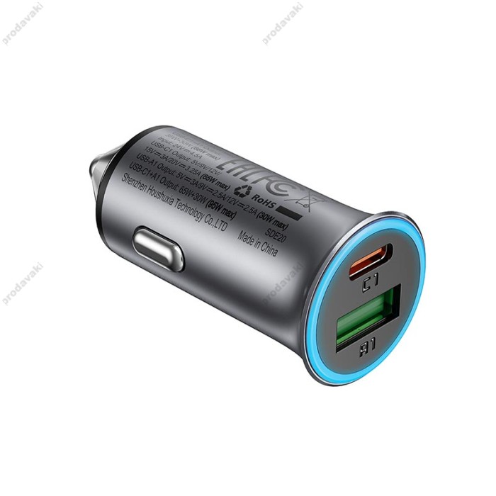 Автомобільний зарядний пристрій ACEFAST B16 PD dual port metal 3A 95W Grey