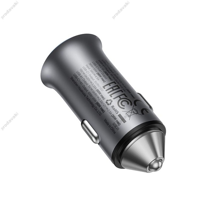 Автомобільний зарядний пристрій ACEFAST B16 PD dual port metal 3A 95W Grey
