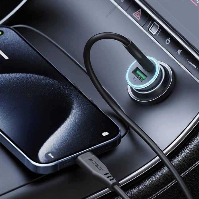 Автомобільний зарядний пристрій ACEFAST B16 PD dual port metal Type-C set 3A 95W Grey