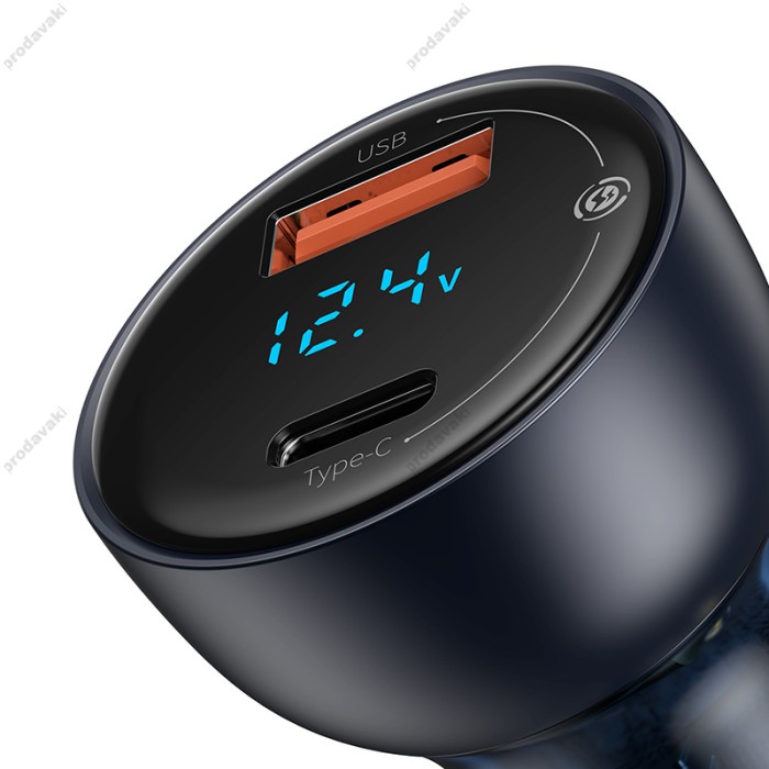 Автомобільний зарядний пристрій Baseus Particular Digital Display Type-C Cable 5A 65W TZCCKX-0G Grey