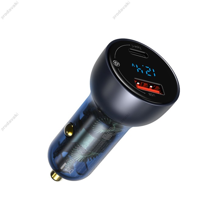 Автомобільний зарядний пристрій Baseus Particular Digital Display Type-C Cable 5A 65W TZCCKX-0G Grey