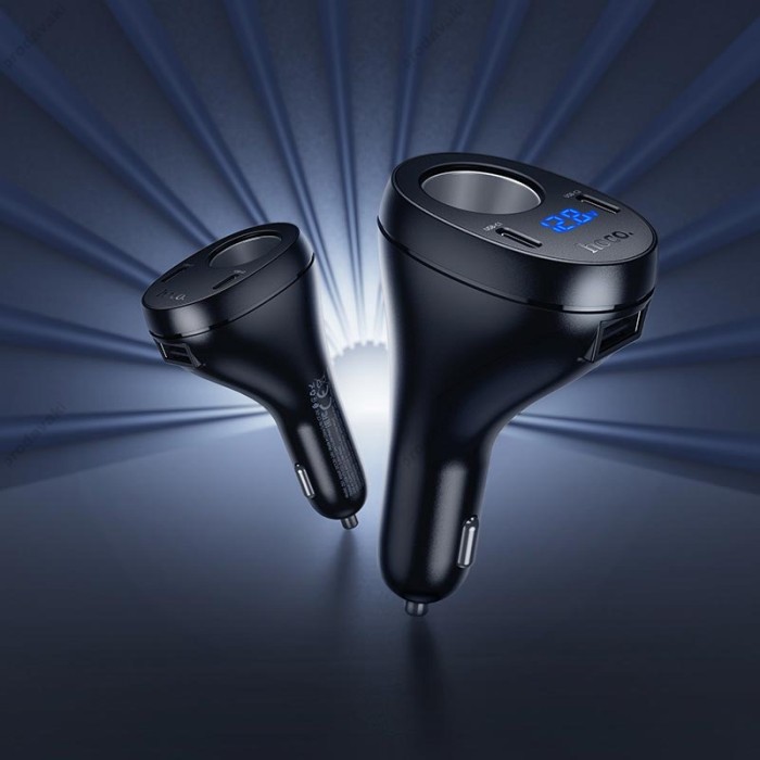 Автомобільний зарядний пристрій розгалужувач HOCO Z61 Correct three-port cigarette lighter 17W Black