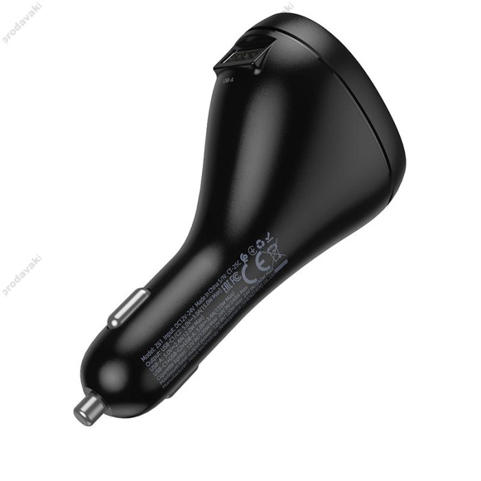 Автомобільний зарядний пристрій розгалужувач HOCO Z61 Correct three-port cigarette lighter 17W Black
