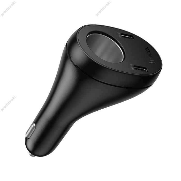 Автомобільний зарядний пристрій розгалужувач HOCO Z61 Correct three-port cigarette lighter 17W Black