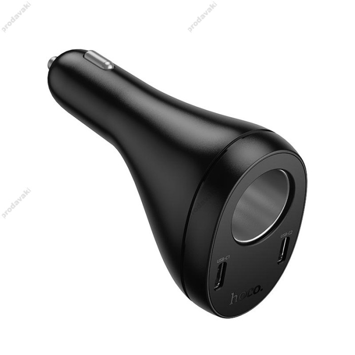 Автомобільний зарядний пристрій розгалужувач HOCO Z61 Correct three-port cigarette lighter 17W Black