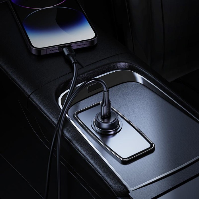 Автомобільний зарядний пристрій Hoco Z62A Energy single port Type-C Set 3A 30W Metal-grey