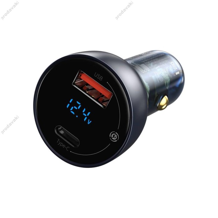 Автомобільний зарядний пристрій Baseus Particular Digital Display QC + PPS Transparent Black CCKX-C0G