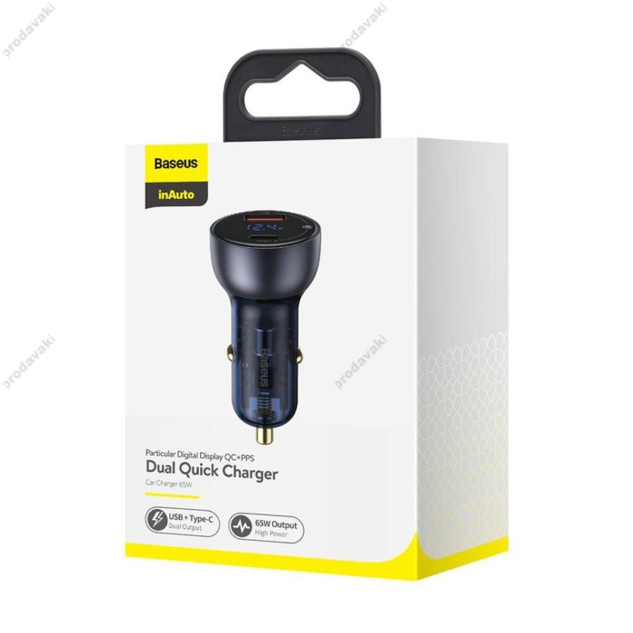 Автомобільний зарядний пристрій Baseus Particular Digital Display QC + PPS Transparent Black CCKX-C0G