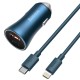 Автомобільний зарядний пристрій Baseus Golden Contactor Pro Car Charger U+C 40W Blue TZCCJD-03