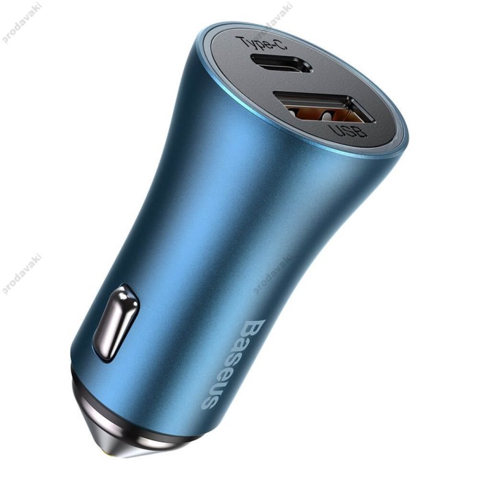 Автомобільний зарядний пристрій Baseus Golden Contactor Pro Car Charger U+C 40W Blue TZCCJD-03