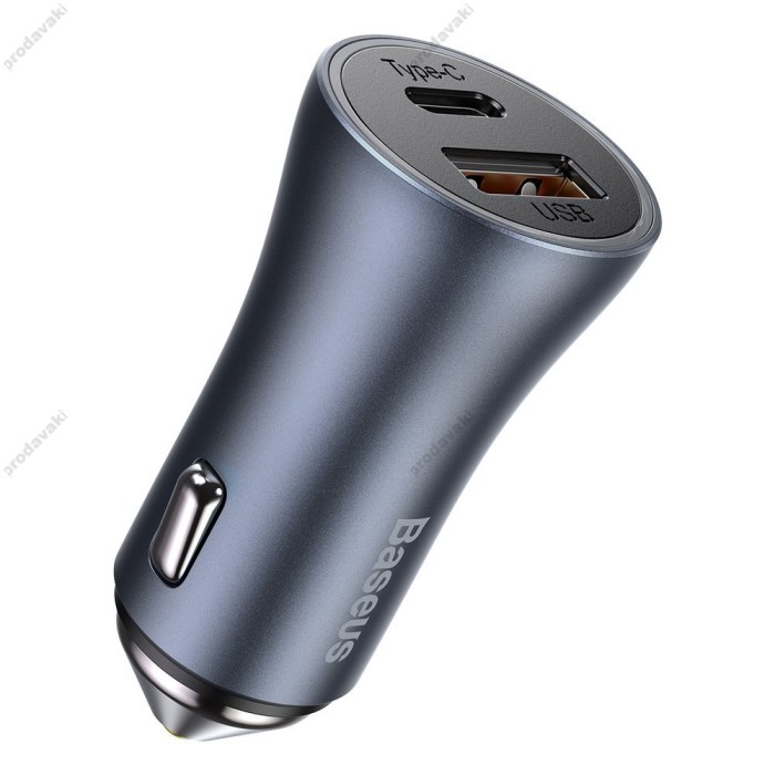 Автомобільний зарядний пристрій Baseus Golden Contactor Pro Car Charger U+C 40W Dark Grey (TZCCJD-B0G)