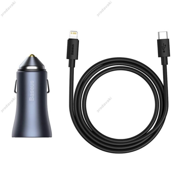 Автомобільний зарядний пристрій Baseus Golden Contactor Pro Car Charger U+C 40W Dark Grey (TZCCJD-B0G)