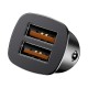 Автомобільний зарядний пристрій Baseus Square metal 2USB 30W Black CCALL-DS01
