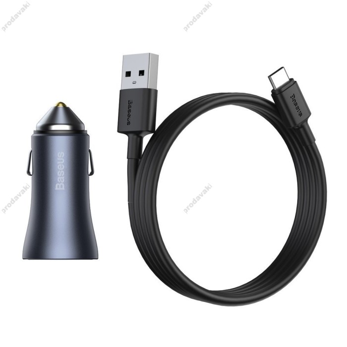 Автомобільний зарядний пристрій Baseus Golden Contactor Pro Type-C cable 40W Grey TZCCJD-A0G