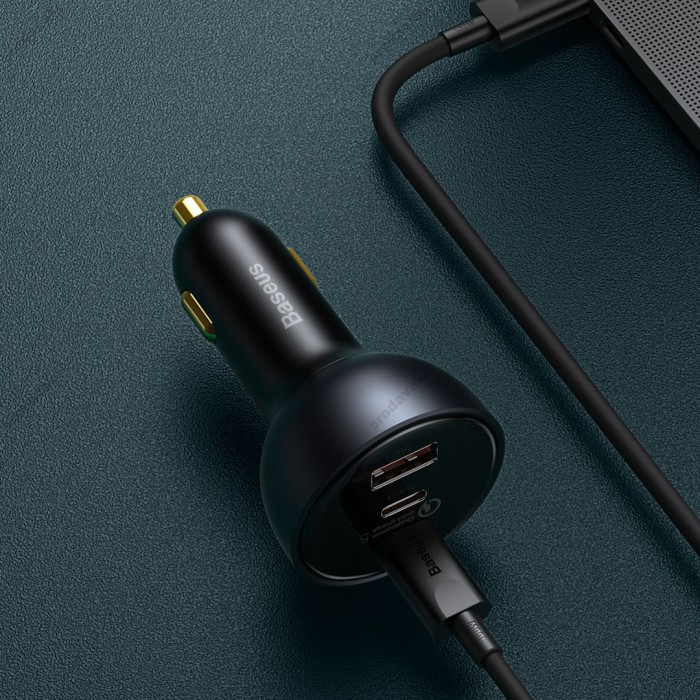 Автомобільний зарядний пристрій Baseus Qualcomm Quick Charge 5 Technology C+C+U 160W + Cable Black TZCCZM-0G