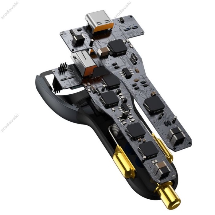 Автомобільний зарядний пристрій Baseus Qualcomm Quick Charge 5 Technology C+C+U 160W + Cable Black TZCCZM-0G