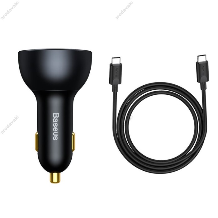 Автомобільний зарядний пристрій Baseus Qualcomm Quick Charge 5 Technology C+C+U 160W + Cable Black TZCCZM-0G