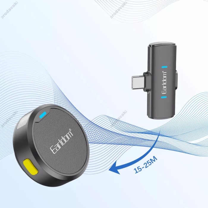 Бездротовий мікрофон Earldom ET-MC15C Wireless Microphone Type-C 2 мікрофона Black
